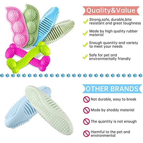 Skylety 6 Pcs Puppy Teething Chew Toys Rubber Bones Shaped Cute Dog Pet Small Dog Toys for 2-8 Months Small Dogs Cleaning Relieving Itching(Green, Deep Pink, Blue, Rose Red, Yellow Green) - color: Green, Deep Pink, Blue, Rose Red, Yellow Green