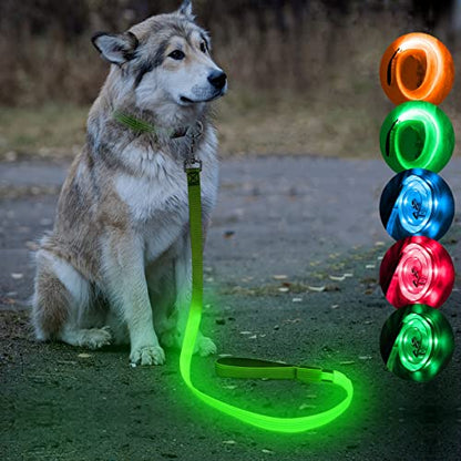 Candofly Glowing LED Dog Leash, Rechargeable Pet Leash with Lights, 4 Ft Light Up Dog Leash for Night Walking Keep Your Pets Visible (Neon Green) - color: Neon Green