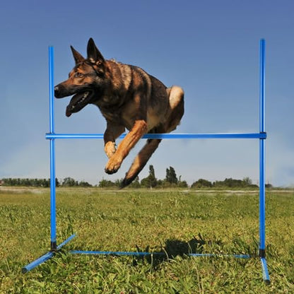 Shappy 4 Pieces Dog Agility Equipment with Adjustable Height Jump Bars Adjustable Dog Agility Jumps with Carry Bag Exercise Jumping Hurdles for Indoor Outdoor Course Game(Blue) - color: Blue