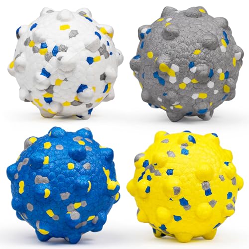 Moonorange Dog Tennis Balls for Aggressive Chewers, Indestructible Durable Bouncy Interactive Toy for Dogs Fetch Game Lightweight Floating Outdoor Training(4Pcs Large) - color: Mixed-Large-4Pcs