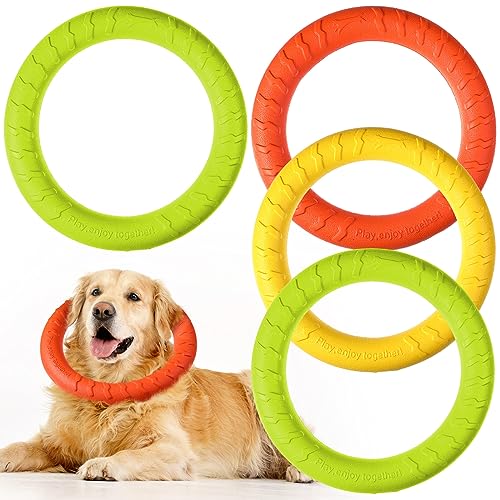 Jenaai 4 Pack Dog Ring Toy Dog Training Chew Toy for Outdoor Aggressive Durable Pet Chewers Fetch Floating Toys Flying Disc Puppy Ring for Large Medium Puppy Training(Colorful,7.48 Inch) - color: Colorful, size: 7.48 Inch