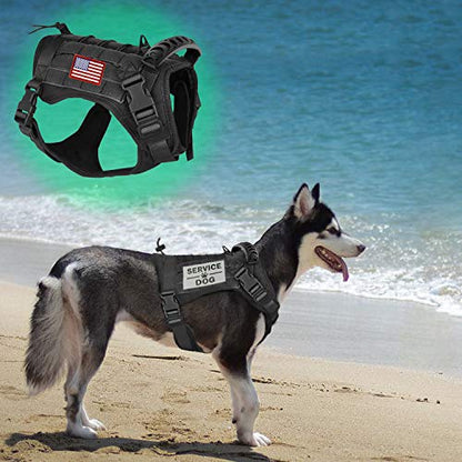Tactical Service Dog Vest Harness for Medium Large Dog, Military K9 Training Dog Vest with Molle and Loop Panels Adjustable Tactical Harnesses with Handle (M, Black) - color: Black, size: Medium (Pack of 1)