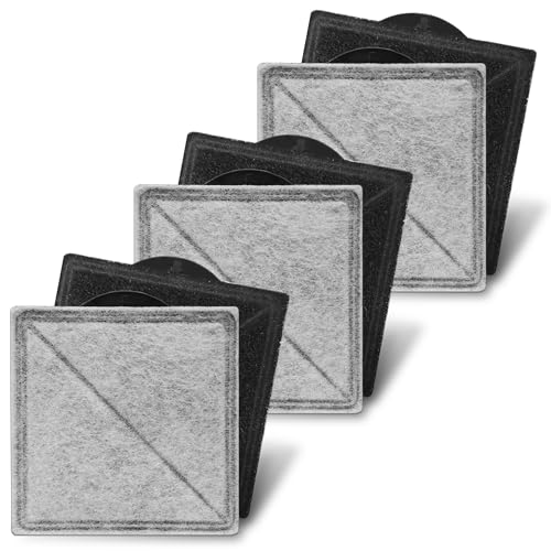 Cat Water Fountain Replacement Charcoal Filter Square Compatible with Petsafe Premier, Ion-X, Outlast Pumpless & Viva Pet Water Fountain, Carbon Filters for Cat and Dog Indoor (BLACK, 6 PACK) - size: 6 PACK