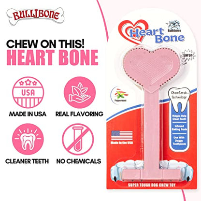 Bullibone Nylon Dog Chew Toy for Aggressive Chewers - Dental Hygiene Bone with Peppermint Flavor, Durable Tough Chew Toys for Large Dogs, Indestructible Dog Bone - Single - size: Large - Single