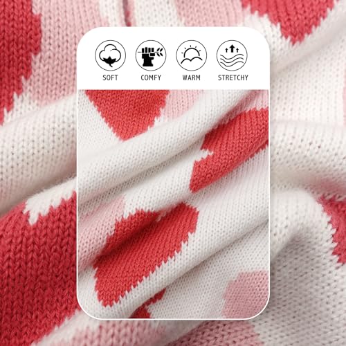 KYEESE Valentines Dog Sweater, Turtleneck Small Dog Sweater, Warm Pet Clothes with Heart Print, Stretchy Pullover Dogs Sweaters for Small Dogs, Comfy Pet Coat with Leash Hole, S - color: 1#Valentine, size: Small (4-7lbs)