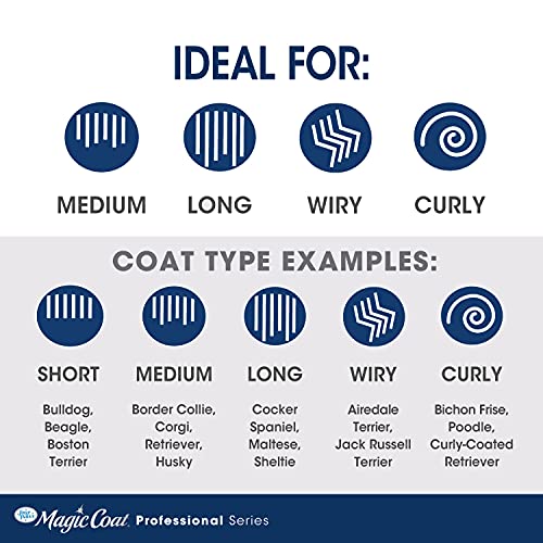 Four Paws Magic Coat Professional Series Grooming Brush for Dogs & Cats, Reduces Shedding, Stimulates Coat's Natural Oils, Ergonomic Design, Ideal for Medium, Long, Curly, and Wiry Coats