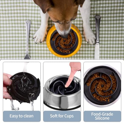 Slow Feeder Dog Bowls Insert, Bestalk Soft Silicone Slow Eating Feeder Insert with Suction Cups for Small, Medium and Large Dogs, Fit into Basic and Elevated Dog Bowls, Black - color: Black, size: S