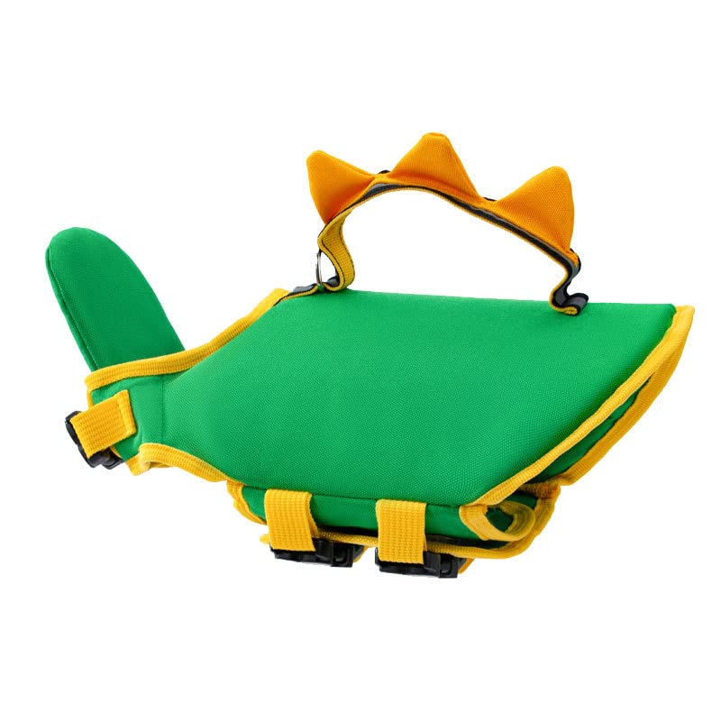 Dog Life Jacket with Removable Neck Float High Buoyancy Adjustable Pet Swim Vest with Rescue Handle for Swimming Boating (Green, Medium) - color: Green, size: Medium