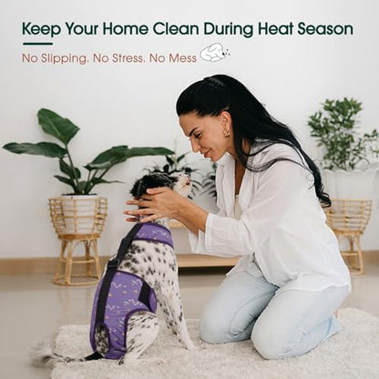 Kuoser Dog Diapers Female with Suspenders, Escape-Proof Doggie Diaper That Stay On, Washable Dog Diapers for Heat, Incontinence & Puppy Training,Reusable Puppy Diaper Female Small Medium Large Dogs,XS - color: Lavender Purple, size: XS