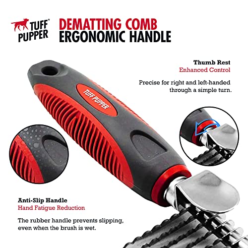 Dematting Comb For Dogs & Cats – Detangling Brush Tool For Dogs Easily & Safely Remove Dead, Matted Or Knotted Hair | Ergonomic, No-Slip Safety Handle for Precision Control | For Poodles & Curly Hair