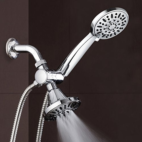 AquaDance Total Chrome Premium High Pressure 48-setting 3-Way Combo for The Best of Both Worlds – Enjoy Luxurious 6-setting Rain Shower Head and 6-Setting Hand Held Shower Separately or Together - color: Chrome
