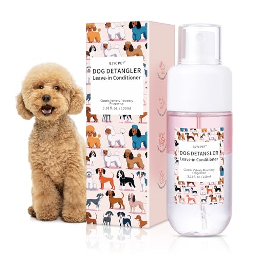 Dog Detangler & Dematting Spray - Leave-in Conditioner, Classic Powdery Scent | Infused with Coconut Oil, Jojoba Oil, and Squalane for Easy, Tangle-Free Grooming - 3.38 fl. oz