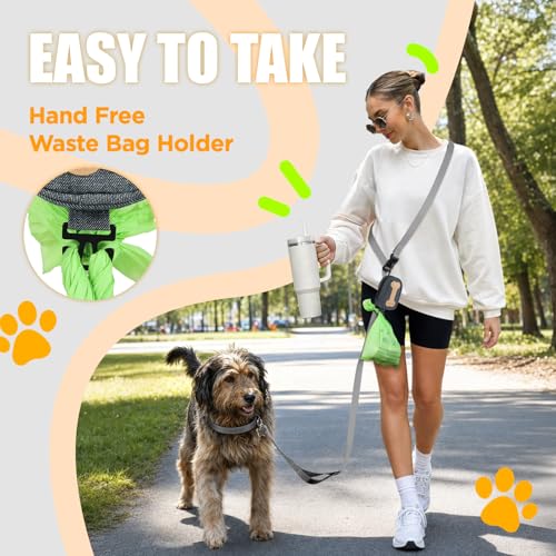 Dog Poop Bag Holder for All Leashes,Hand Free Doggie Waste Bag Dispenser-hook & loop/Carabiner,Dog Poop Bag Dispenser for Leash,Wide Opening,Leash Attachment for Dogs Walking,Poop Bags EXCLUDED,Gray - color: Denim