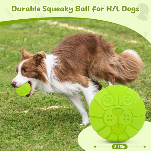 Indestructible Squeaky Dog Balls for Aggressive Chewers, Interactive Dog Toys to Keep Them Busy, Dog Chew Toys for Aggressive Chewers, Rubber Squeaky Balls for Dogs to Relieves Anxiety - color: Green