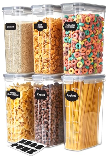 Utopia Kitchen Cereal Containers Storage Set – 6 Pack 4L(135.2 oz) Airtight Food Storage Containers with Lids, BPA-Free Cereal Dispensers for Pantry Organization and Storage (Clear) - size: 4 Liter (Pack of 6)