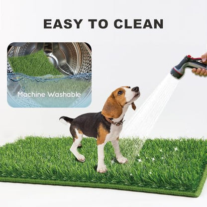 HQ4US 4LEGS Dog Grass Pad with Foldable Dog Litter Box,Small Liner Base for Balcony，Ultra-Absorbent Artificial Grass Pads for Dogs Pee Pad Holder, Potty Training, 2 PCS Reusable Pee Pads - size: Small for Dog＜ 19" Length