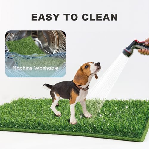 HQ4US 4LEGS Dog Grass Pad with Foldable Dog Litter Box,Large Liner Base for Balcony，Ultra-Absorbent Artificial Grass Pads for Dogs Pee Pad Holder, Potty Training, 2 PCS Reusable Pee Pad - size: Large for Dog＜ 28" Length