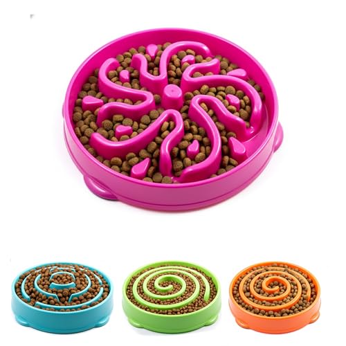 Slow Feeder Dog Bowl for Small, Medium & Large Dogs – Anti-Gulping Puzzle Maze Bowl, Non-Slip Slow Eating Dog Dish, Prevents Bloat & Improves Digestion, Interactive Pet Feeder (Pink, Small) - color: Pink, size: Small