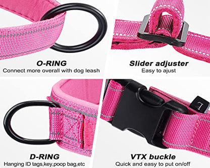 No Pull Dog Harness Pink for Small Medium Large Sized Dog, Reflective Escape Proof Adjustable Dog Harnesses with 2 Patch, L - color: Pink, size: L-Chest size 25-31''