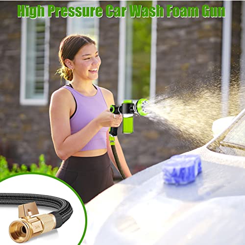 Dog Washing Hose Attachment, 8-in-1 Sprayer Mode Garden Hose Nozzle with Pet Bathing Brush and 100cc Soap Dispenser Bottle, Adopted in Watering Flowers, Car Wash, Dog and Horse Showering (Green) - color: Green
