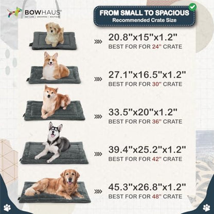 BOWHAUS 20.8" x 15” Machine-Washable Fluffy Dog Bed for 24" Kennel, Soft Crate Mat with Non-Slip Bottom, Cozy Pet Pad for Sleeping, Small Dog Kennel Flat Bed - size: 20.8" x 15" x 1.2"