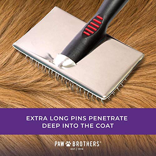 Ryan's Pet Supplies Paw Brothers Flat Slicker Brush for Dogs, Dog Brush for Short Haired Dogs, Professional Grade, Coated Tips, Gentle on Skin, Maximum Coverage, Mini/Small - size: Small