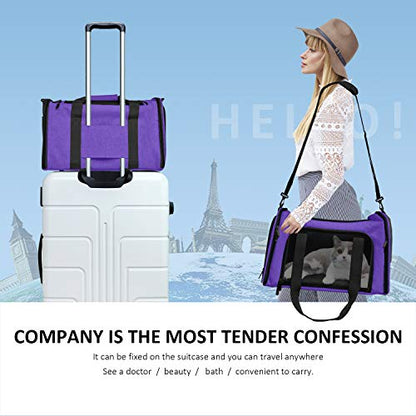 Henkelion Large Cat Carriers Dog Carrier Pet Carrier for Large Cats Dogs Puppies up to 25Lbs, Big Dog Carrier Soft Sided, Collapsible Travel Puppy Carrier - Large - Purple - color: Purple, size: 20.0"L x 13.0"W x 13.0"H