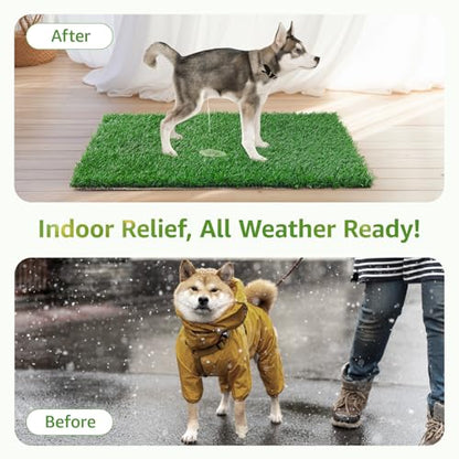 LOOBANI Dog Grass Pee Pads, Artificial Dog Grass Pads for Potty Tray, Fake Grass for Dogs to Pee On, Outdoor Indoor Pee Grass for Dog Potty(14*18 inch) - size: 14*18 inch