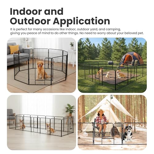 Simple Deluxe Dog Playpen Outdoor Indoor, 40 Inch 16 Panels Dog Fence for Small/Medium/Large Dogs Puppy, Perfect Dog Pen for Camping, Yard, RV, Garden Fence, Black - size: 40 Inch 16 Panels