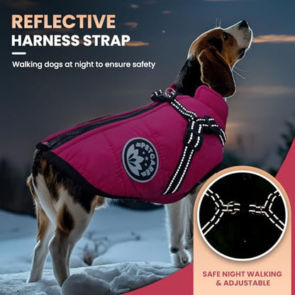 PETCARE Winter Dog Coat with Harness Built in Waterproof Dog Jackets Warm Pet Fleece Vest Windproof Snow Jacket Snowsuit Reflective Dogs Cold Weather Coats for Puppy Small Medium Large Dogs Cats - color: Pink, size: S(Chest 12.6" Suggest 2-3 lbs)
