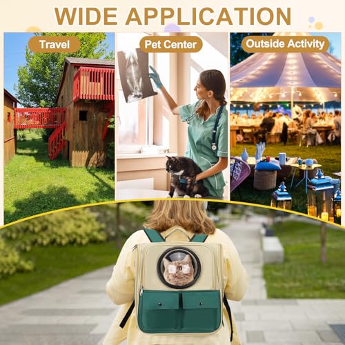 Pet Backpack Carrier, Portable and Ventilated, Oxford Cloth, Dogs Cats and Small Animals Travel Bag 12.99", (Dark Green, 1 Pcs), Intended for Hiking/Camping/Traveling - color: Dark Green