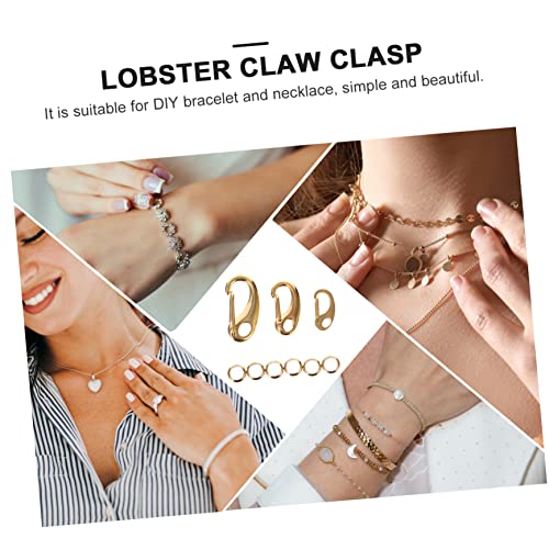 Toyvian 3Pcs Stainless Steel PET Tag Clips with Quick Release Hooks for Dog and Cat Collars Sturdy Lobster Connectors with 6 Rings