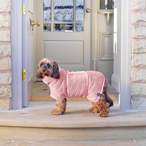 Lucky Pooch® Dog Robe - Luxurious Dog Bathrobe - Ultra Absorbent Dries Your Dogs in Minutes! Double-Layer, Super Soft Towel and Bath Robe All in One (S, Dusty Pink) - color: Dusty Pink, size: S