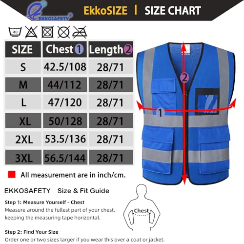 Hi Vis Reflective Safety Vest for Men Women Mesh High Visibility Vest with Pockets,Meets ANSI/ISEA Standards(EK170-Mesh-Blue-M) - color: Blue-170, size: Medium