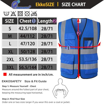 Hi Vis Reflective Safety Vest for Men Women Mesh High Visibility Vest with Pockets,Meets ANSI/ISEA Standards(EK170-Mesh-Blue-M) - color: Blue-170, size: Medium