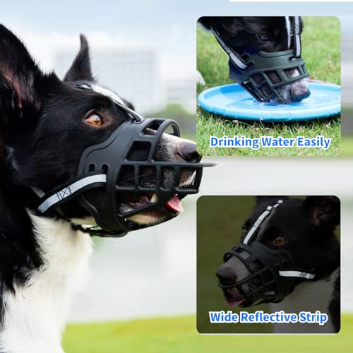 Dog Muzzle, Soft Basket Muzzle for Dogs, Dog Mouth Guard for Small Medium Large Dogs, Stop Biting, Chewing and Barking, Breathable & Comfortable to Drink,5# - size: 5#Suggest 72-110bs