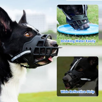 Dog Muzzle, Soft Basket Muzzle for Dogs, Dog Mouth Guard for Small Medium Large Dogs, Stop Biting, Chewing and Barking, Breathable & Comfortable to Drink,5# - size: 5#Suggest 72-110bs