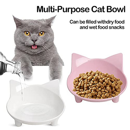 Cat & Dog Food Bowl – Non-Slip Wide Shallow Pet Dish for Whisker Fatigue Relief, Safe for Puppies & Rabbits(Safe Food-Grade) - color: 3Grey+White+Pink