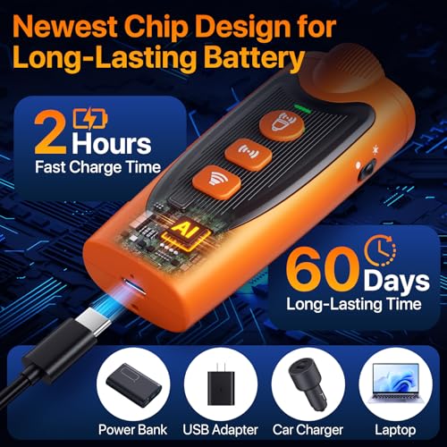 Dog Bark Deterrent Device, 3X Ultrasonic Anti Barking Device for Dogs, 6 Training Modes & 23 FT Range Stop Neighbors Dog Barks, Portable Dog Training Tool with Flashlight Indoor Outdoor Use, Orange