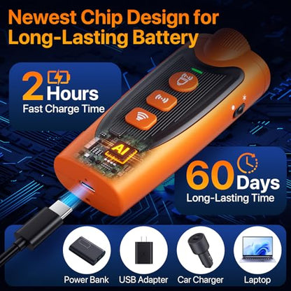 Dog Bark Deterrent Device, 3X Ultrasonic Anti Barking Device for Dogs, 6 Training Modes & 23 FT Range Stop Neighbors Dog Barks, Portable Dog Training Tool with Flashlight Indoor Outdoor Use, Orange