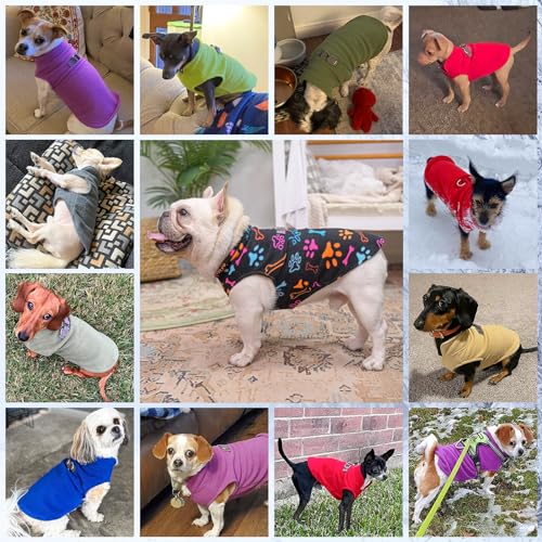 BEAUTYZOO Small Dog Sweater Fleece Vest Winter Jacket, D-Ring Leash Attachment for XS S Puppy Medium Sized Breeds Dogs, Cold Weather Dog Clothes Windproof Keep Warm, Grey Bone Paw S - color: GREY PAW, size: Small