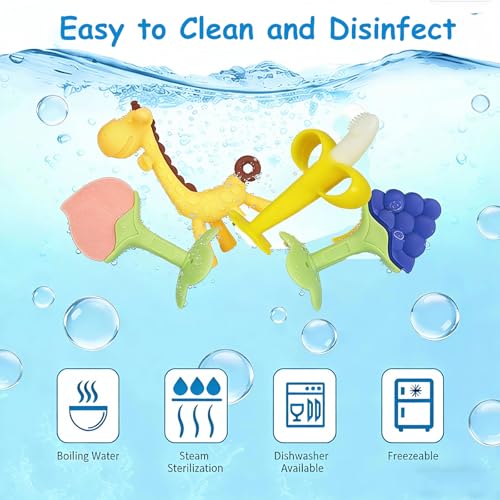 Haili XMGQ Baby Teething Toys 3-6 Months, Baby Chew Teether Toys BPA Free, Babies Teething Relief for Infants, Banana Toothbrush, Fruit Shape Giraffe Newborn Teether Gift for Baby Boy and Girl Toy