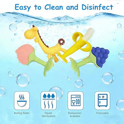 Haili XMGQ Baby Teething Toys 3-6 Months, Baby Chew Teether Toys BPA Free, Babies Teething Relief for Infants, Banana Toothbrush, Fruit Shape Giraffe Newborn Teether Gift for Baby Boy and Girl Toy