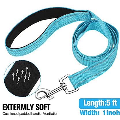 6 Pieces Dog Leash Bulk for Medium and Large Dog, Heavy Duty Nylon Pack Dogs Leashes Padded Handle Double Sided Reflective Puppy Collar for Walking, Training, 5 Feet(Classic)