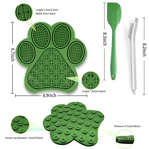 Lick Mat for Dogs and Cats, Premium Lick Pad with Suction Cups,Dog Slow Feeder Dowl Mat for Bathing Grooming Nailing Trimming, Food-Grade, Non-Toxic (Green)