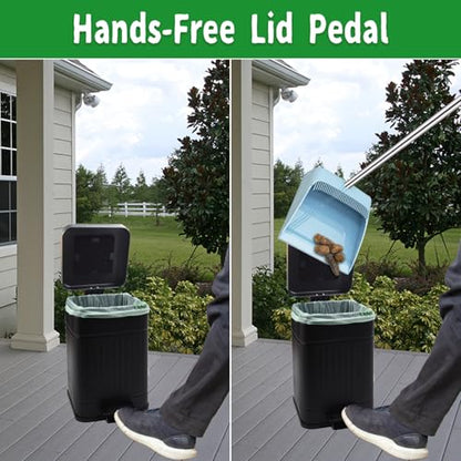 5L Dog Poop Trash Can with Lid for Outdoors，1.3 Gallon Trash Can with Activated Carbon Filter & Plastic Bags, Pet Waste Container，UP5L-BK-Fang