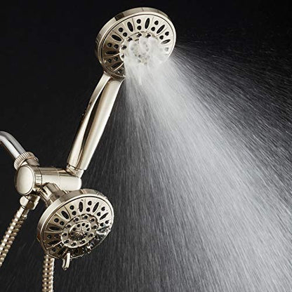 AquaDance Brushed Nickel Premium High Pressure 48-setting 3-Way Combo for The Best of Both Worlds – Enjoy Luxurious 6-setting Rain Shower Head and 6-Setting Hand Held Shower Separately or Together - color: Brushed Nickel