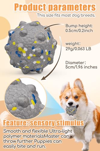 Moonorange 1.96'' Dog Balls for Dogs Aggressive Chewers Indestructible Tennis Durable Bouncy Interactive Dog Toy Balls for Fetch Game Floating Training(Grey Small) - color: Grey-Small