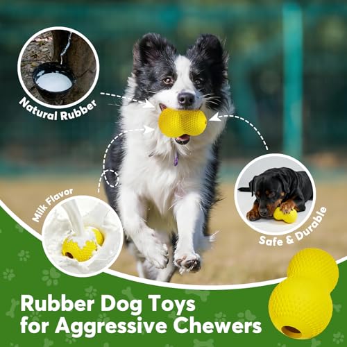 Kimee Natural Rubber Dog Chew Toy, Tough Gourd Dog Toy for Aggressive Chewers, Milk-Scented Interactive Dog Toy for Medium & Large Dogs to Chew, Tug & Fetch - style: Gourd