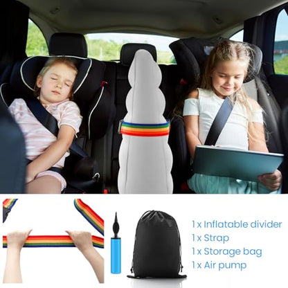 BBTO Inflatable Car Backseat Divider, Car Seat Divider, Portable Back Seat Rest for Kids to Stop Fighting Reduce Stress for Parents on Long Driving
